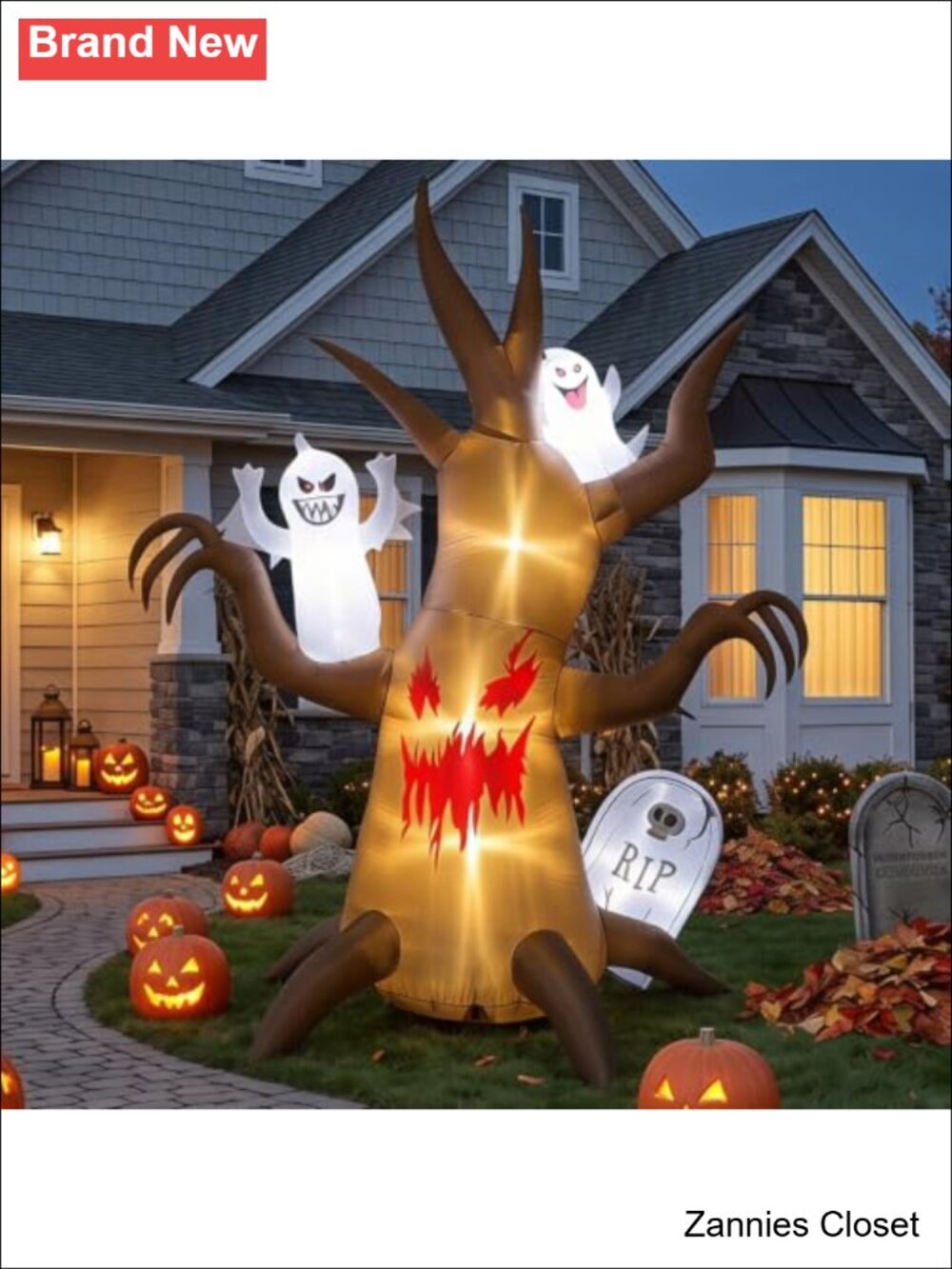 π» 8FT Halloween Inflatable Scary Tree Blow Up Yard Decor LED Polyester